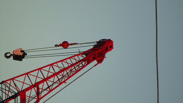 Low Angle View Of Crane Against Clear Sky