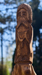 The sculpture made of pine wood inspired by folk culture