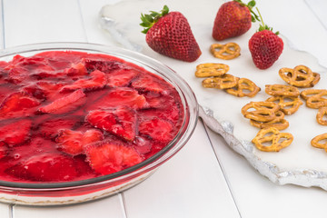 Homemade strawberry pretzel salad.