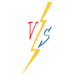 Poster about a fierce fight against the match. Letters VS handmade. Competition and game concept are competitive. vector illustration