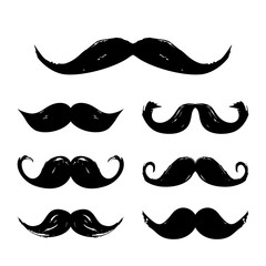 Big collection with a mustache. Father's day. Sketch drawn in brush and ink. Elements for print, greeting cards, barbershop advertising. flat vector illustration isolated on white background
