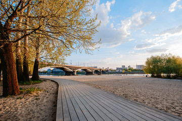 Vistula Riverside Beach near Poniatowski bridge in Warsaw
