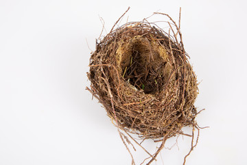 small bird nest isolated on white background