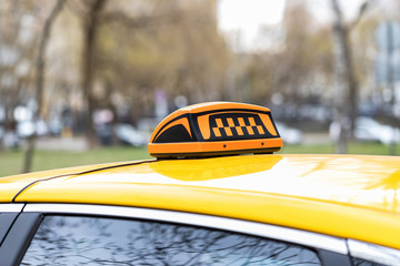 Taxi Cab Car Roof Sign Close Up