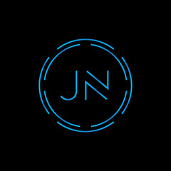 Creative letter JN Logo Design Vector Template. Digital Linked Letter JN Logo Design