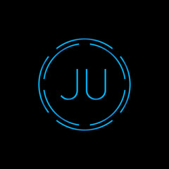 Creative letter JU Logo Design Vector Template. Digital Linked Letter JU Logo Design