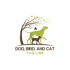 Dog cat and bird logo template veterinary 