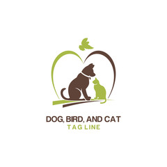 Dog cat and bird logo template veterinary 