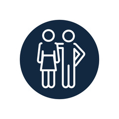 pictogram woman and man standing, line block style