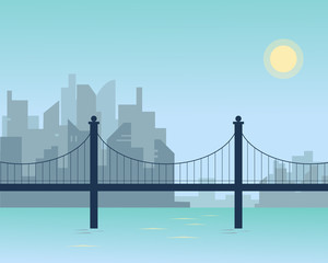 City scape with modern bridge.