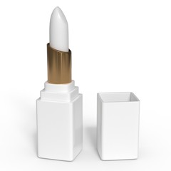 white opened lipstick mockup. 3d render