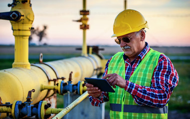 Engineer make inspection on the fuel supply systems. Concept of industry