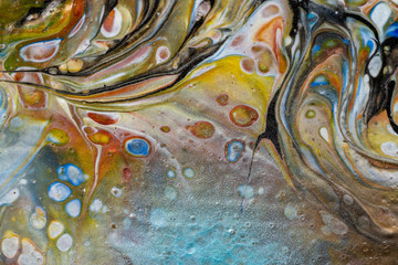 Modern multicolor abstract pattern with acrylic paints.