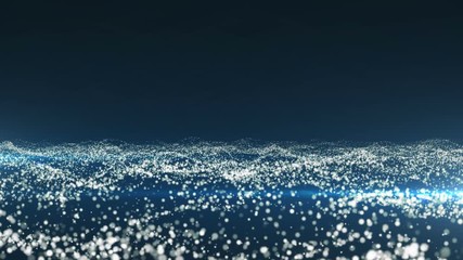 Particle Wave Ocean digital on Black Color background for text copy space - Powered by Adobe