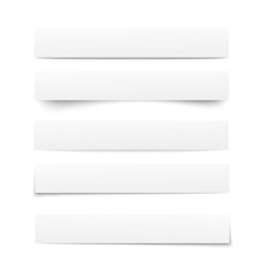 Paper templates. Collection of white note papers with shadows. Paper separators, dividers. Page delimiters.Vector illustration
