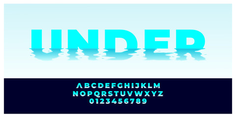 blue water effect font style design template