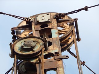 Pulleys and parts crane mechanisms. 