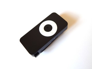 Portable music black MP3 player isolated on a white background.