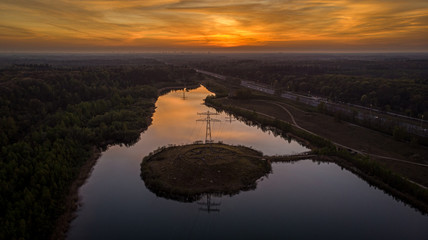 sunset over the lake