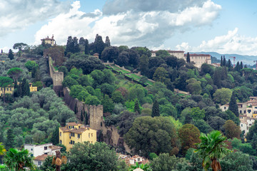 Naklejka premium View of a mountain in Florence, Italy. Cloudy day