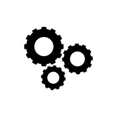 Settings, gear icon, logo isolated on white background