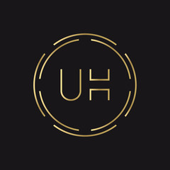 Initial UH Logo Creative Typography Vector Template. Digital Abstract Letter UH Logo Design