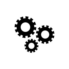 Settings, gear icon, logo isolated on white background