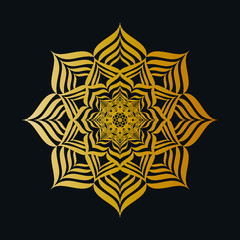 golden mandala on black background