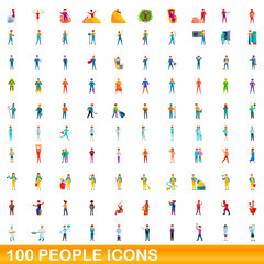 100 people icons set. Cartoon illustration of 100 people icons vector set isolated on white background