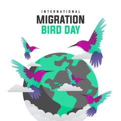 Vector illustration of International Bird Day Migration. Suitable for Greeting Cards, Posters and Banners.