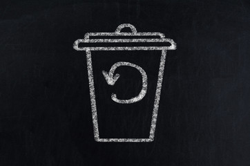 Recycling service chalk icon. Converting waste materials. Garbage reuse.