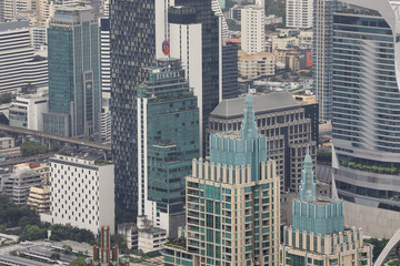 Fototapeta premium BANGKOK/THAILAND - 10th Nov, 2019 : Aerial view of Bangkok skyline and skyscraper.