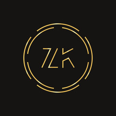 Initial ZK Logo Design Vector Template. Digital Circle Letter ZK Business Logo Vector Illustration