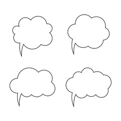 Obraz premium Speech or think bubble, empty communication cloud. Set of vector design elements. Editable stroke.