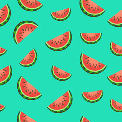 Hand drawn vector seamless pattern of watermelon.