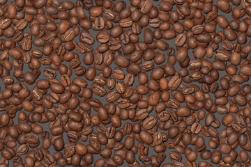 Seamless pattern of coffee beans isolated on the dark background