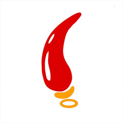 cornetto portafortuna lucky horn isolated logo red chili pepper with a golden ring neapolitan symbol amulet for a  good luck - obrazy, fototapety, plakaty