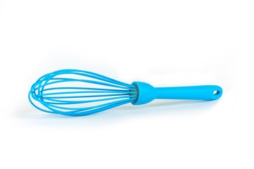 blue whisk isolated on white background
