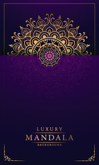 Luxury ornamental mandala design background with golden arabesque pattern arabic islamic east style	

