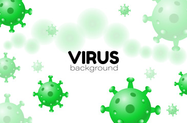 Vector poster template with green coronavirus (2019-nCoV) on blue background. Gradient color virus illustration. Coronavirus - symbol and background.