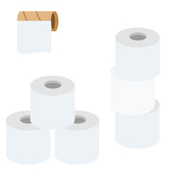 Set of toilet paper rolls in different positions. Toilet and bathroom element. Hygiene and sanitation. Cartoon flat illustration isolated on white background