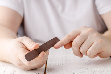 man care hand's nails by self.