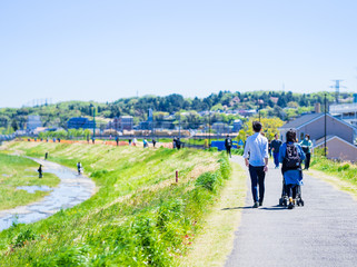 Fototapeta premium 春の多摩川遊歩道