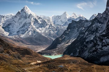 Wall murals Ama Dablam mountain landscape with blue sky