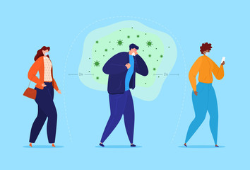 Coronavirus disease. New coronavirus COVID-19. People in protective masks. Coronavirus treatment. Vector illustration