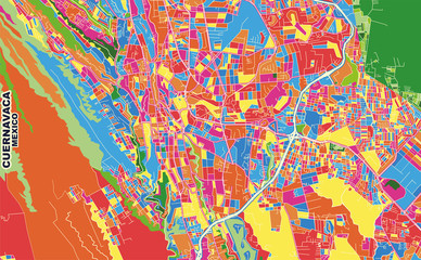 Fototapeta na wymiar Cuernavaca, Morelos, Mexico, colorful vector map