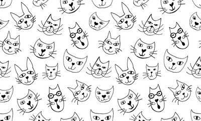 Fototapeta premium Hand drawn calligraphy lettering cat meow cute word. vector illustration