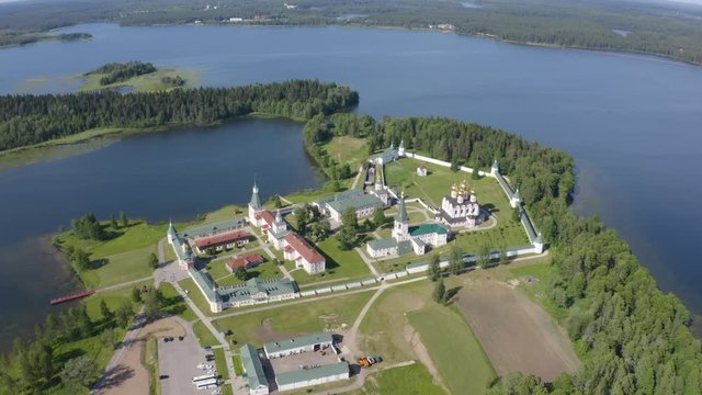 aerial view of Valday Iversky Russian Orthodox Monastery