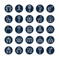 icon set of pictogram people and couples, line block style