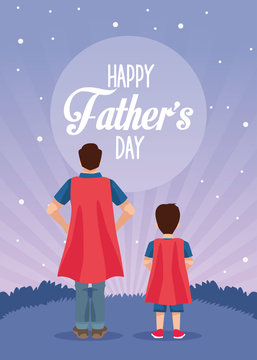 Fathers Day Card With Super Dad And Son Characters